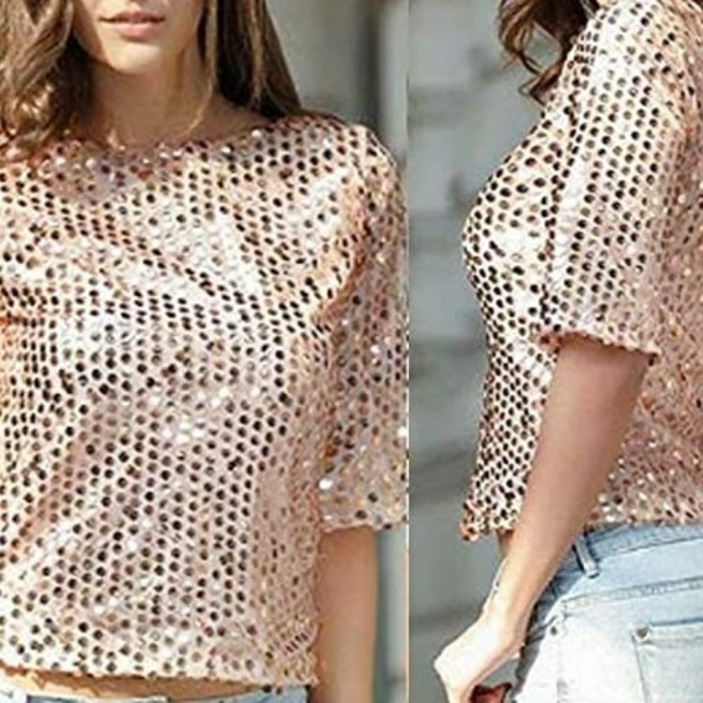 Sequin Top with Sleeves
